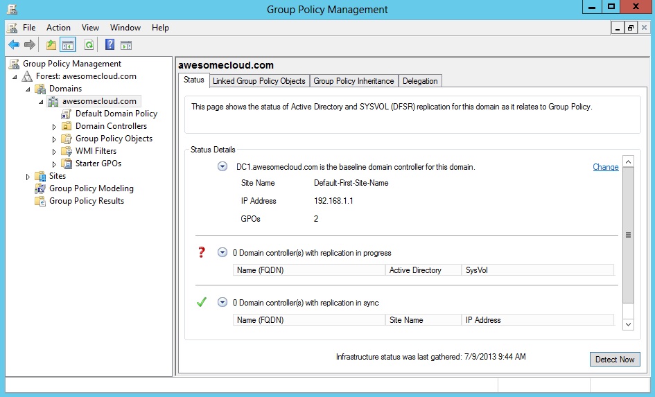 Windows Server 2012 Group Policy Status
