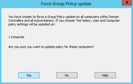 Windows Server 2012 Group Policy Force Update